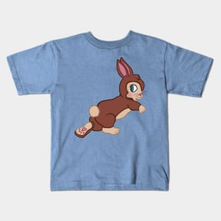 Running Brown and Tan Easter Bunny Rabbit Kids T-Shirt